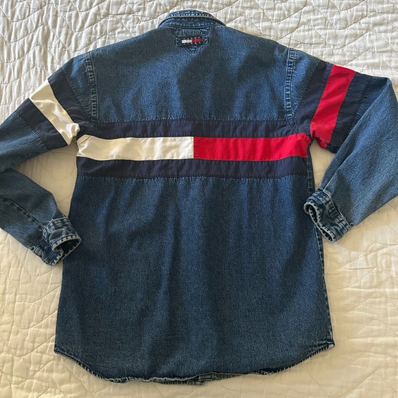 Tommy Hilfiger Denim Shirt with Red, Blue, and White Accents - Picture 3 of 5